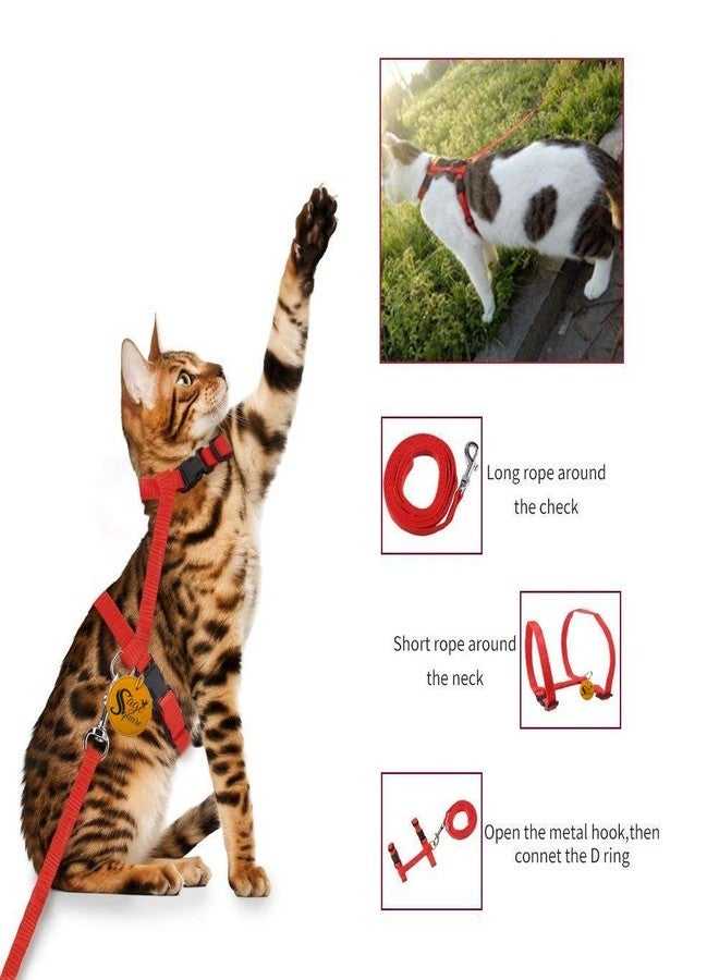 Sage Square Halter Durable & Adjustable Harness with Leash Rope Set for Cat (Red) - Image 4